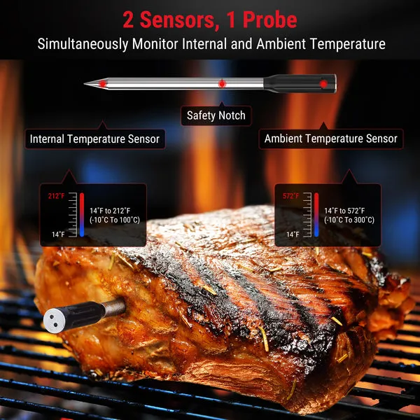 ThermoPro TempSpike TP960W Wireless Meat Thermometer with 500 ft. Remote Range
