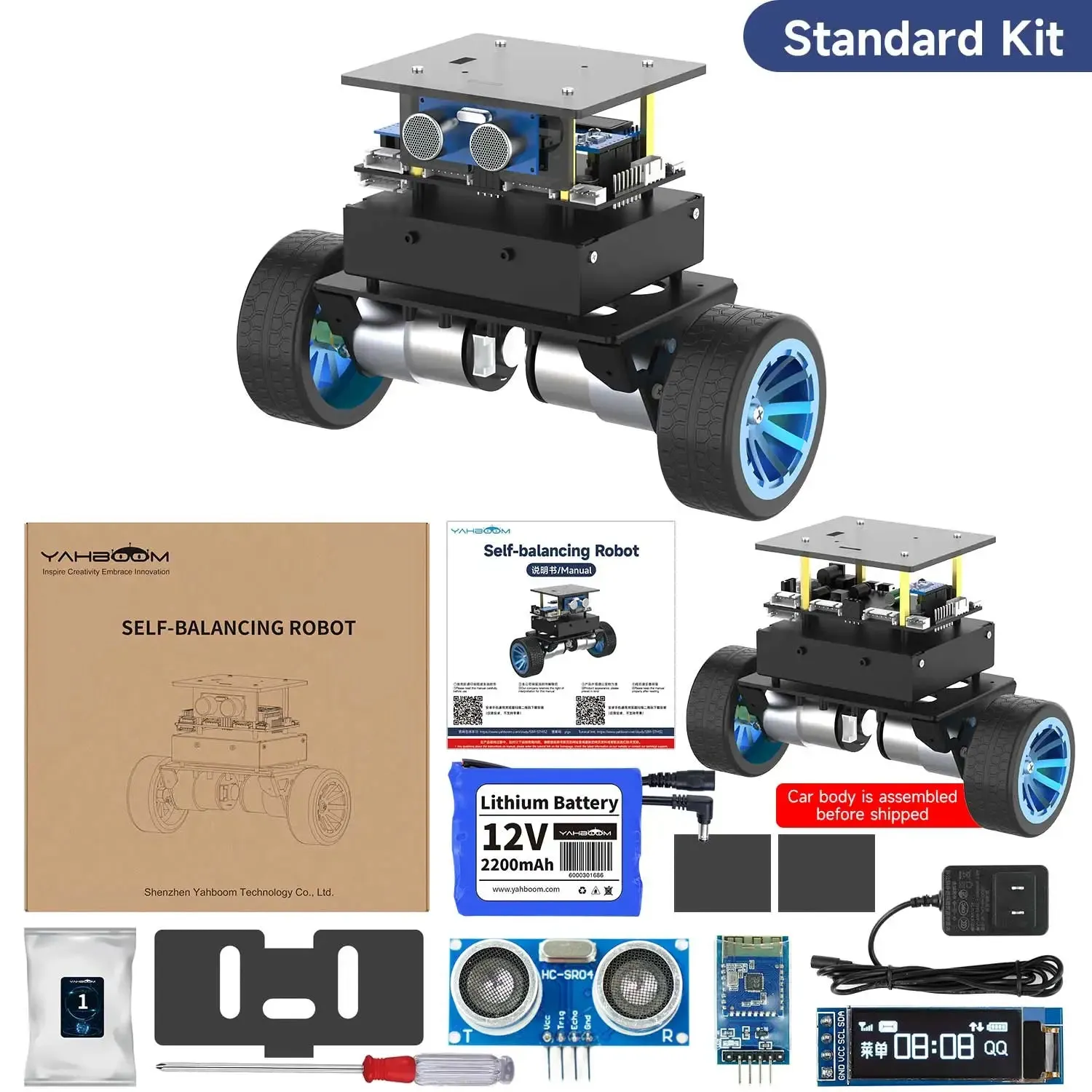 Yahboom STM32 Self-Balance Robot Car Adopt STM32F103RCT6 Chip With 6-axis Attitude Sensor Educational Smart Toy Support 4KG Load