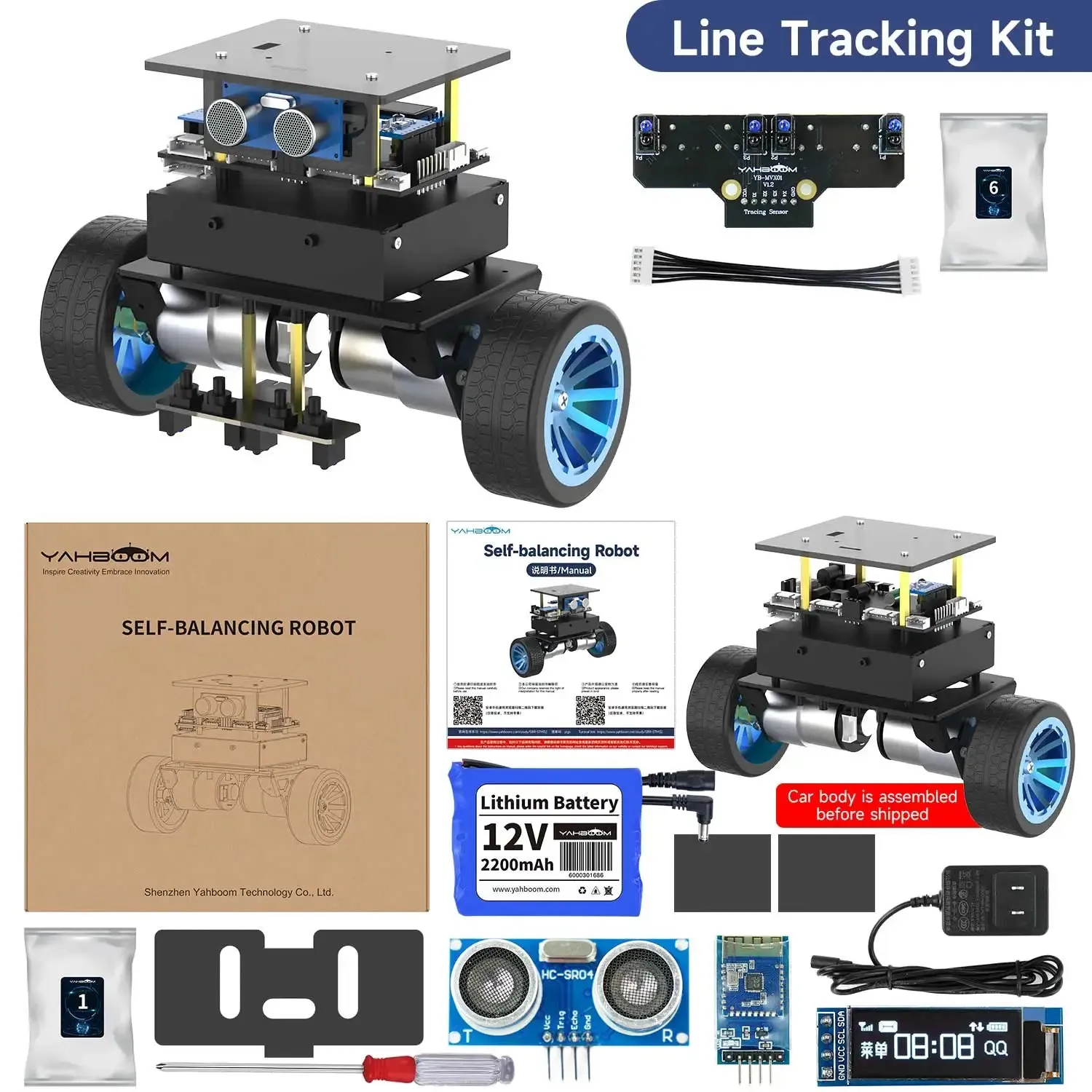 Yahboom STM32 Self-Balance Robot Car Adopt STM32F103RCT6 Chip With 6-axis Attitude Sensor Educational Smart Toy Support 4KG Load